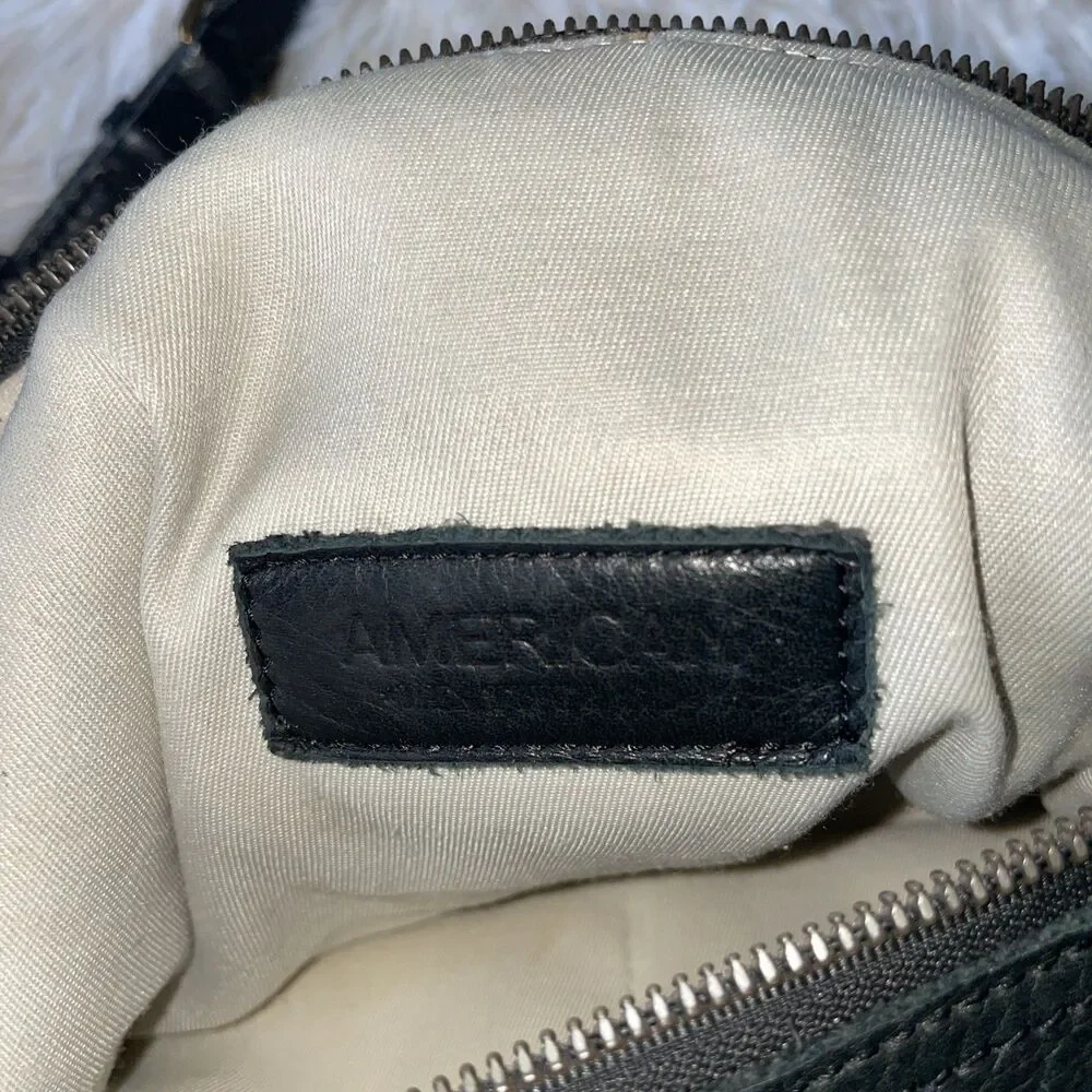 American Leather Co Black Soft Leather Crossbody Handbag Adjustable Strap